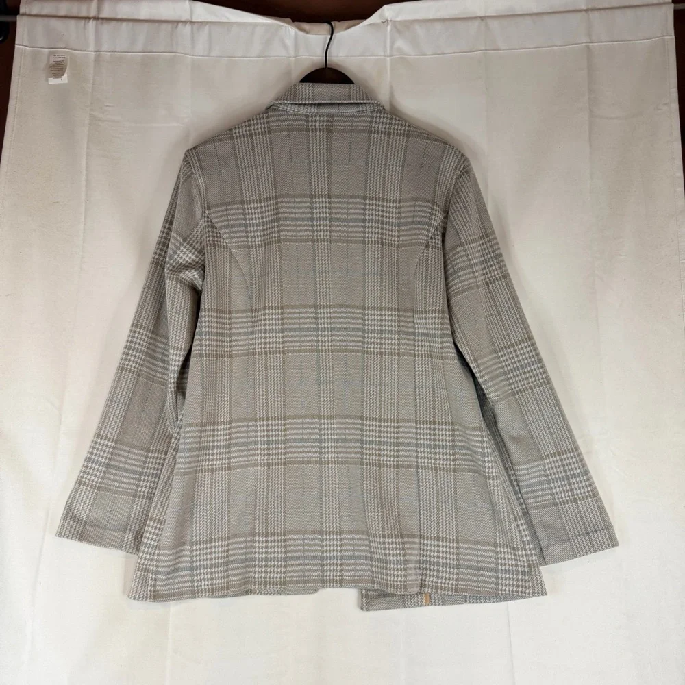 LIVERPOOL Women’s Size L Blazer Jacket Knit Houndstooth Plaid Stretch - Picture 13 of 16